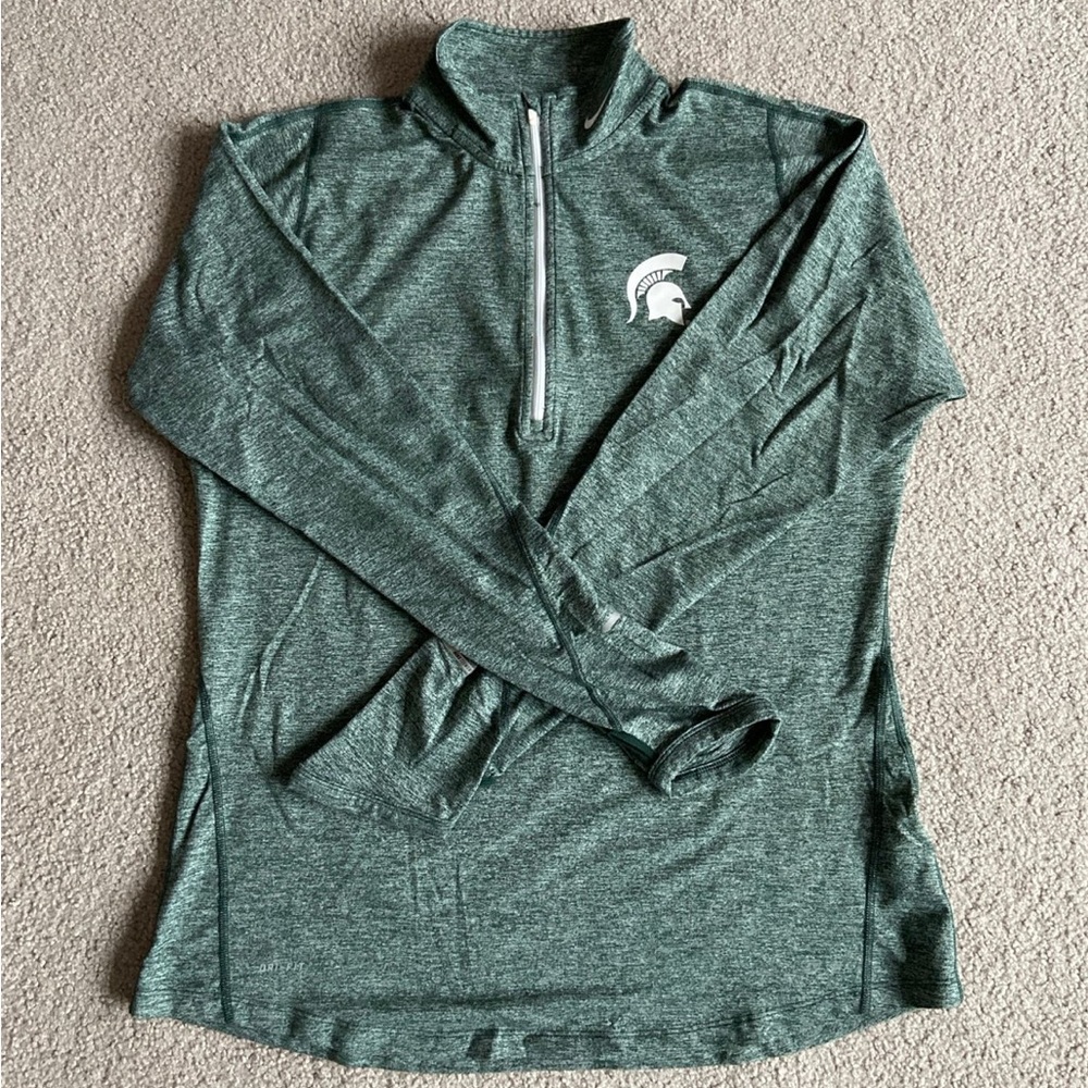 Nike Dry-Fit Michigan State University Long Sleeve Quarter Zip Shirt Size XL